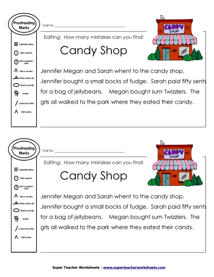 Editing Passages - Proofreading: Candy Shop