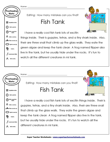 Editing Passages - Proofreading: Fish Tank Editing Passages - Proofreading: Fish Tank