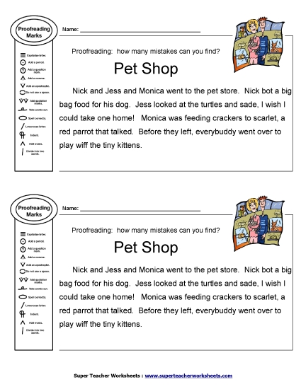 Editing Passages - Proofreading: Pet Shop