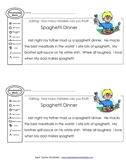 Editing Passages - Proofreading: Spaghetti Editing Passages - Proofreading: Spaghetti