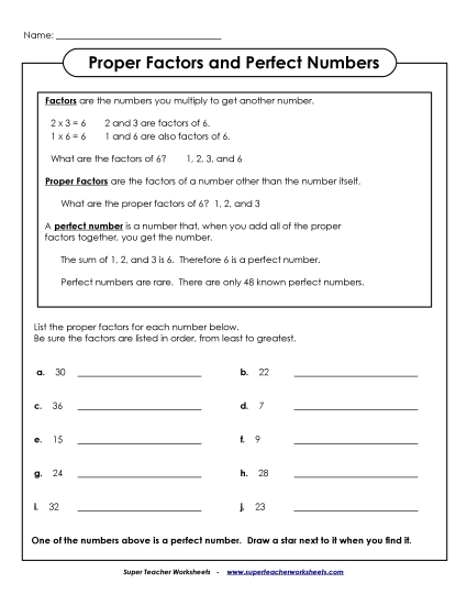 Proper Factors and Perfect Numbers - Proper Factors & Perfect Numbers Proper Factors and Perfect Numbers - Proper Factors & Perfect Numbers