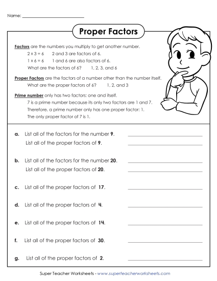 Proper Factors and Perfect Numbers - Proper Factors