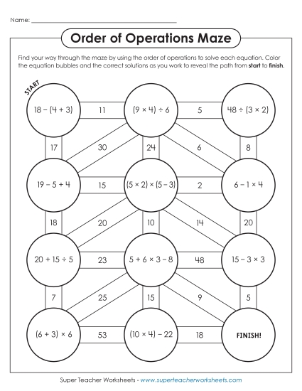 Puzzle: Order of Ops Maze Puzzle: Order of Ops Maze