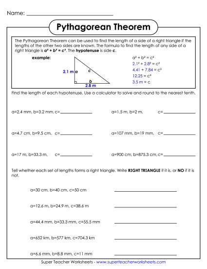 Level: Advanced - Pythagorean Theorem - No Illustrations (#2) Level: Advanced - Pythagorean Theorem - No Illustrations (#2)