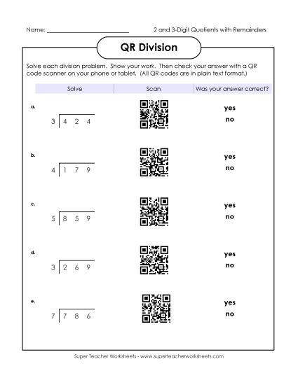3-Digit Dividends - QR Code Division 3-Digit Dividends - QR Code Division