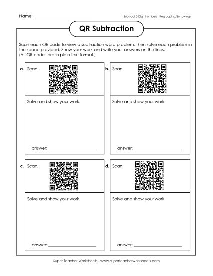 QR Code Activities - QR Code Subtraction (2-Digit) QR Code Activities - QR Code Subtraction (2-Digit)