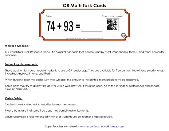 Missing Addends - QR Code Task Cards (2-Digit) Missing Addends - QR Code Task Cards (2-Digit)