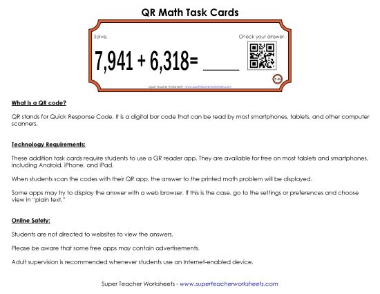 Partial Sums - QR Code Task Cards (4-Digit) Partial Sums - QR Code Task Cards (4-Digit)