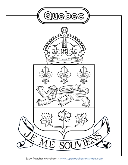 Flag and Coat of Arms - Quebec Coat of Arms (Black & White)