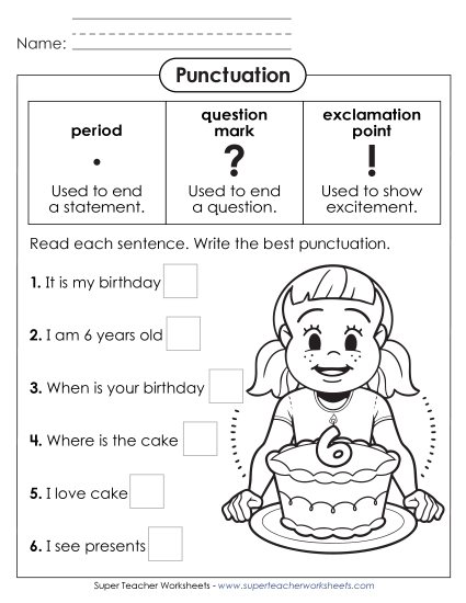 Periods, Question Marks, Exclamation Points - Question Mark, Period, and Exclamation Point Fill-In