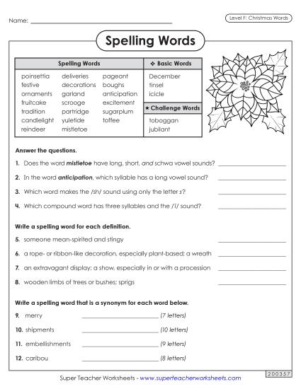 Worksheets and Puzzles - Question Worksheet (Christmas)