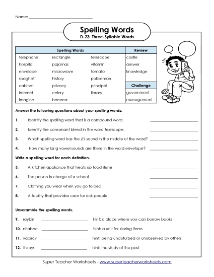 Worksheets - Question Worksheet (D-23)