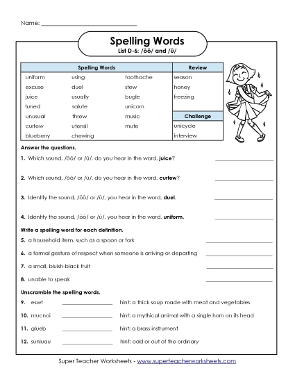 Worksheets - Question Worksheet (D-6)