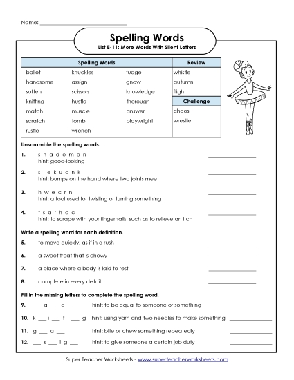 Printable Worksheets - Question Worksheet (E-11)