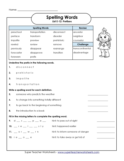 Printable Worksheets - Question Worksheet (E-12)