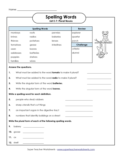 Printable Worksheets - Question Worksheet (E-7) Printable Worksheets - Question Worksheet (E-7)