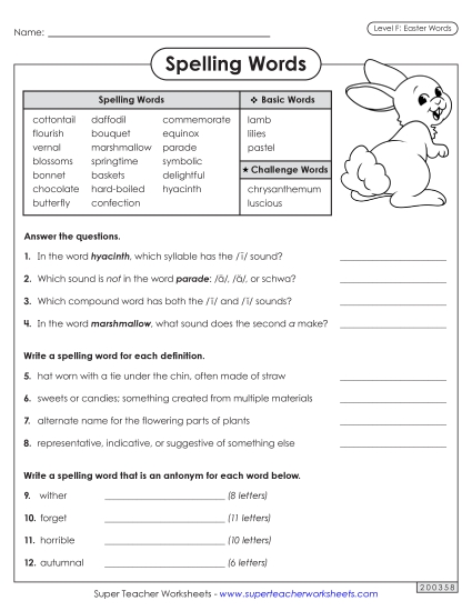 Worksheets and Puzzles - Question Worksheet (Easter) 
