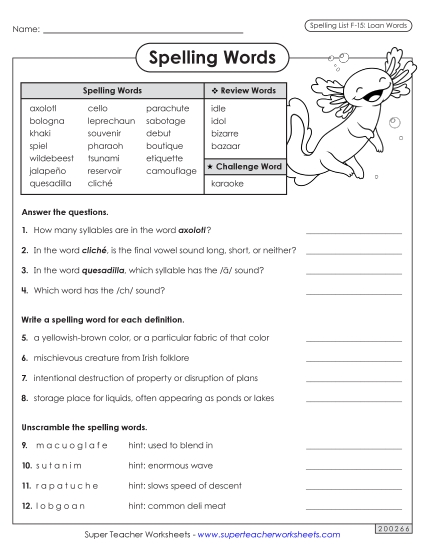 Worksheets and Puzzles - Question Worksheet (F-15) Worksheets and Puzzles - Question Worksheet (F-15)