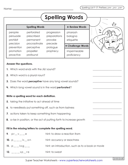 Worksheets and Puzzles - Question Worksheet (F-17)