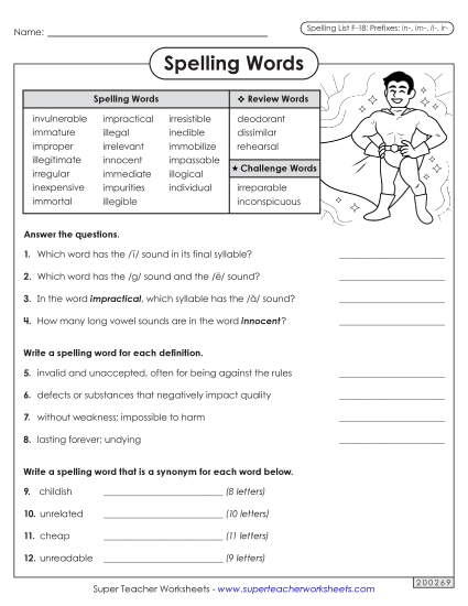Worksheets and Puzzles - Question Worksheet (F-18)
