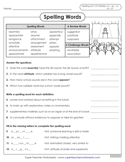 Worksheets and Puzzles - Question Worksheet (F-21)