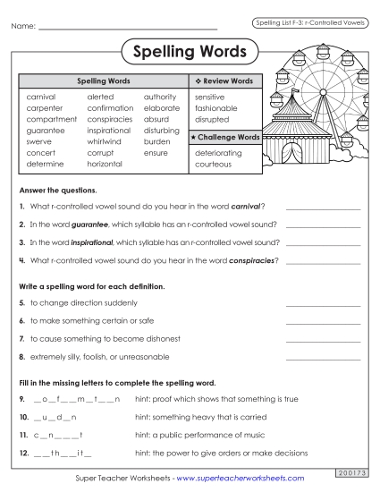 Worksheets and Puzzles - Question Worksheet (F-3) 