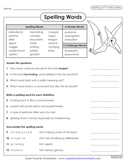 Worksheets and Puzzles - Question Worksheet (F-4)
