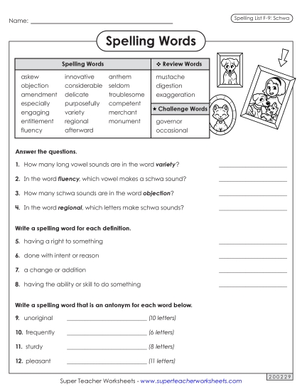 Worksheets and Puzzles - Question Worksheet (F-9)