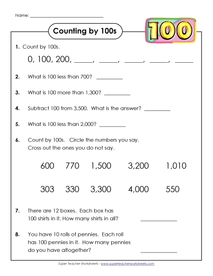 Questions: Counting by 100s Questions: Counting by 100s