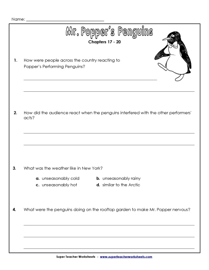 Chapters 17 - 20 - Questions for Chapters 17-20