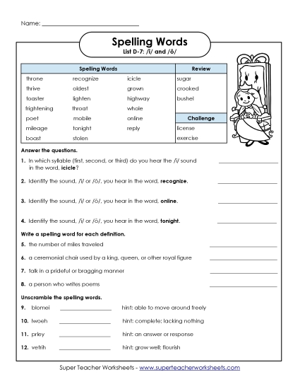 Worksheets - Questions Worksheet (D-7)