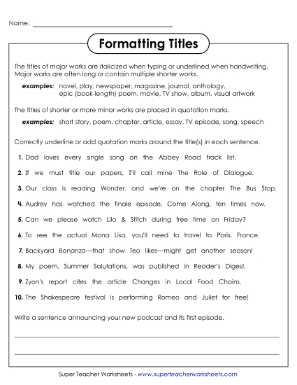 Quotation Marks for Titles - Quotation Marks or Underlining? Quotation Marks for Titles - Quotation Marks or Underlining?