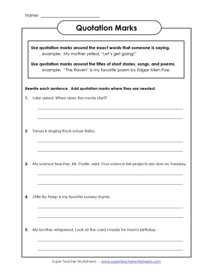 Worksheet Images - Quotation Marks