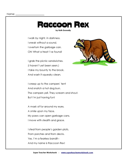 Poems - Raccoon Rex (Poem) Poems - Raccoon Rex (Poem)