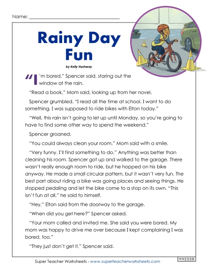 Reading Comprehension - Rainy Day Fun (Fiction Story) Reading Comprehension - Rainy Day Fun (Fiction Story)