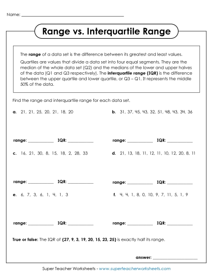 Measures of Variability Only - Range vs. Interquartile Range