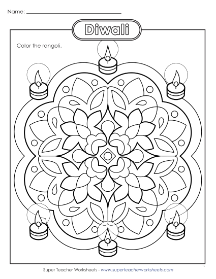 Rangoli - Rangoli Coloring Page 2 (Printable PDF Worksheet)
