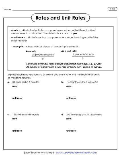Unit Rates as Ratios - Rates and Unit Rates (Basic)