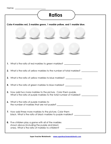 Basic Ratio Worksheets - Ratio Marbles