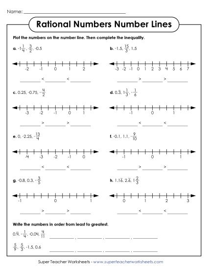 Fractions and Decimal Number Lines - Rational Numbers Number Lines: Plot and Compare Fractions and Decimal Number Lines - Rational Numbers Number Lines: Plot and Compare