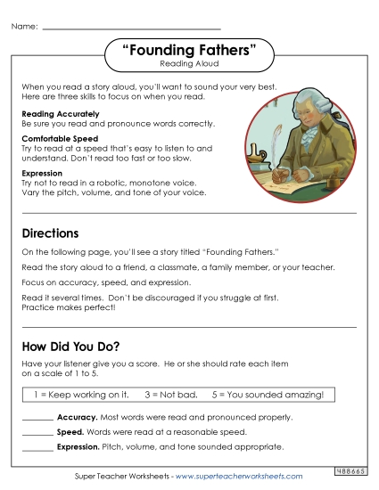 Practice Reading Aloud - Read Aloud Practice: Founding Fathers Practice Reading Aloud - Read Aloud Practice: Founding Fathers