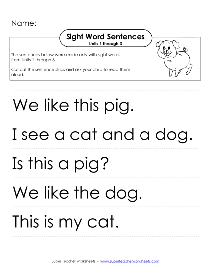 Worksheets - Read Sentences (Units 1-3) Worksheets - Read Sentences (Units 1-3)