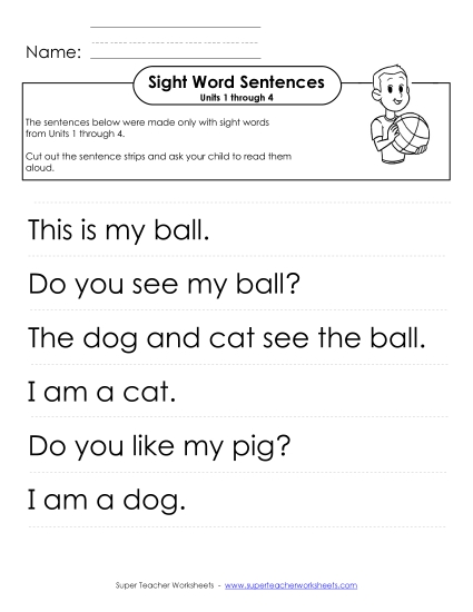 Worksheets - Read sentences (Units 1-4)