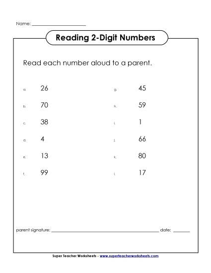 Reading 2-Digit Numbers - Read the Numbers (2-Digit) Reading 2-Digit Numbers - Read the Numbers (2-Digit)