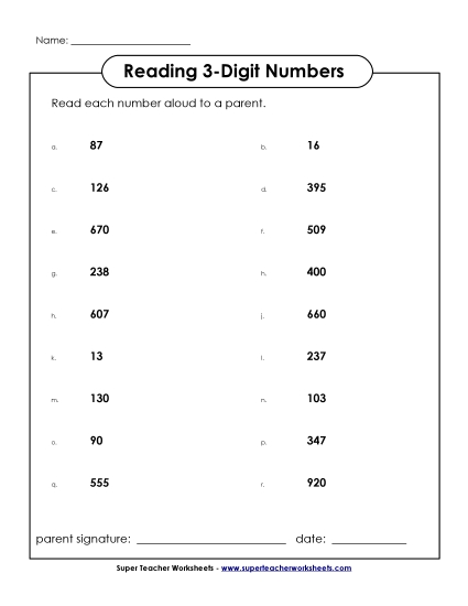 Reading 3-Digit Numbers - Read the Numbers (3-Digit) Reading 3-Digit Numbers - Read the Numbers (3-Digit)