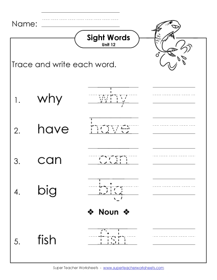 Worksheets - Read, Trace, Write (Unit 12) Worksheets - Read, Trace, Write (Unit 12)