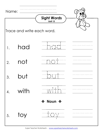 Worksheets - Read, Trace, Write (Unit 13) Worksheets - Read, Trace, Write (Unit 13)