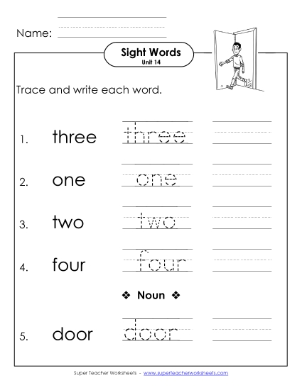 Worksheets - Read, Trace, Write (Unit 14)