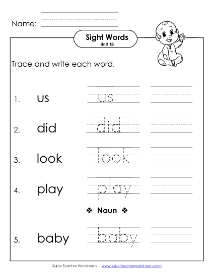 Worksheets - Read, Trace, Write (Unit 18) Worksheets - Read, Trace, Write (Unit 18)