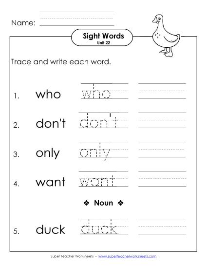 Worksheets - Read, Trace, Write (Unit 22) Worksheets - Read, Trace, Write (Unit 22)